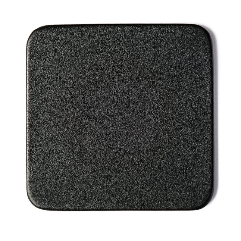 Classic Black Leather Square Coaster Set With Holder