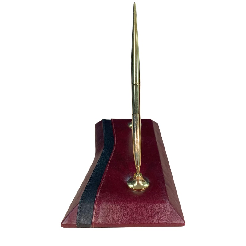 Two-Tone Leather Double Pen Stand