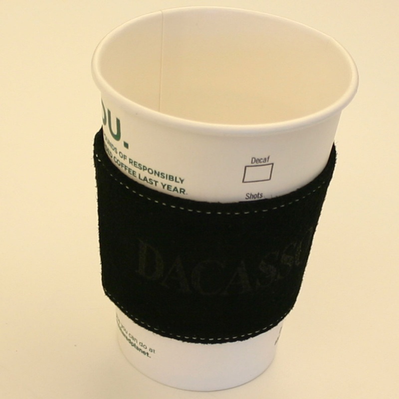 Black Suede Leather Coffee Sleeve