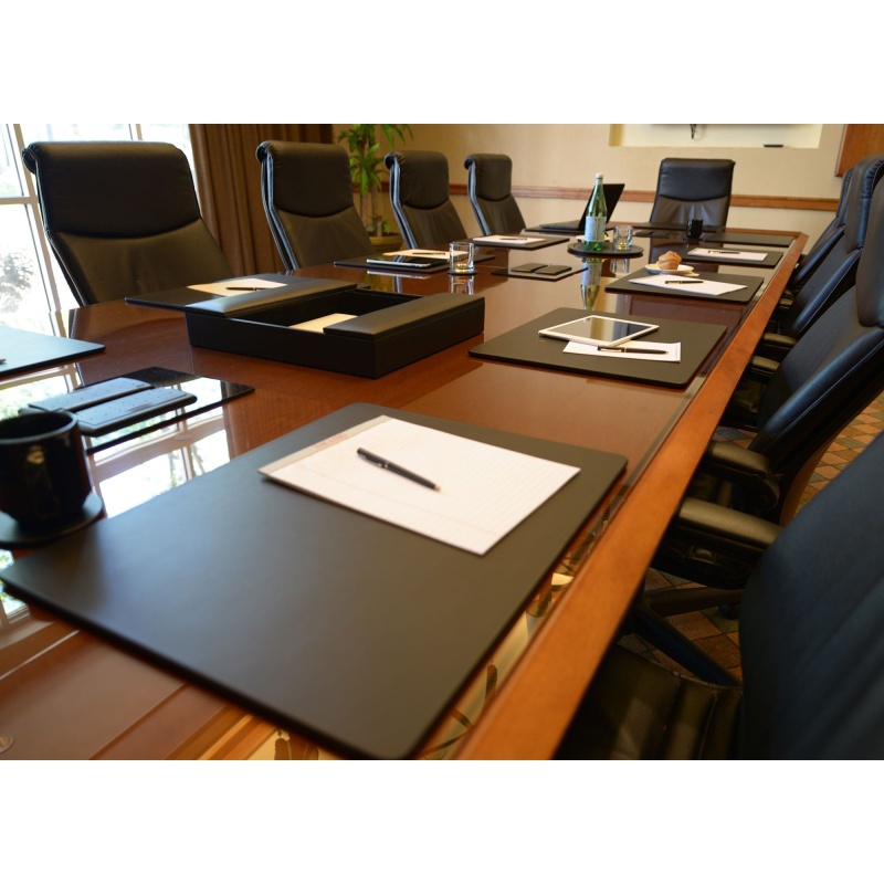 Classic Black Leather 20" X 16" Conference Table Pad