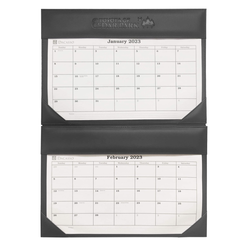 Black Leather Double Wall Calendar With 2024 Insert