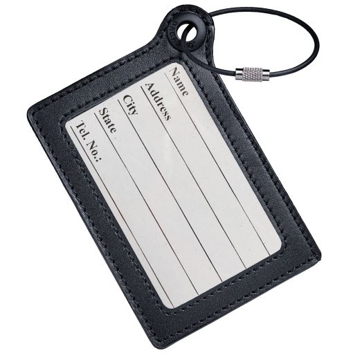 Travelers Envy Leather Luggage Tag With Metal Cable - Black