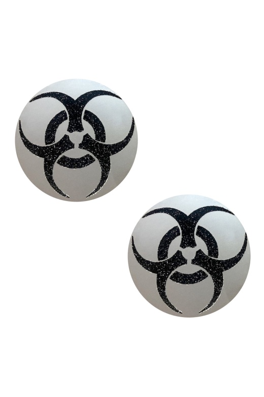 Biohazard Toxic Reflective Black Glitter Nipztix Pasties by Donna Di Capri
