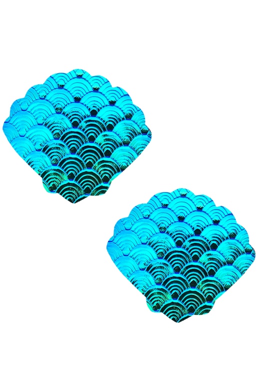 Space Mermaid 3D Iridescent Shell Pasties by Donna Di Capri