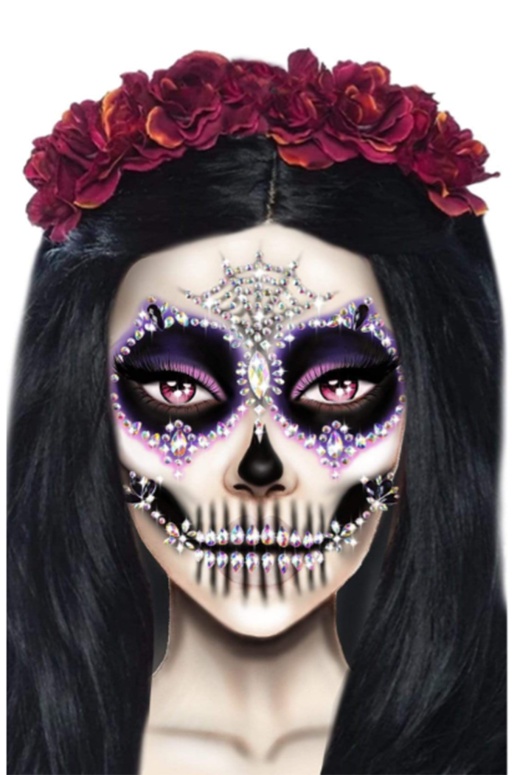 Calavera Skeleton Face Jewels Sticker - One Size / Multi