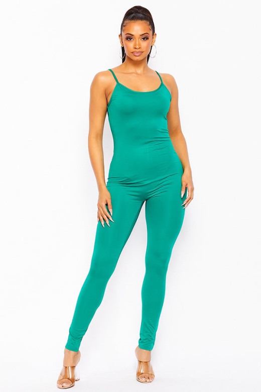 Donna Di Capri Spaghetti Strap Open Foot Jumpsuit