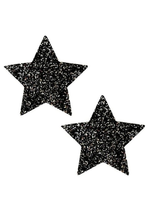 Black Sparkle Glitter Star Pasties by Donna Di Capri