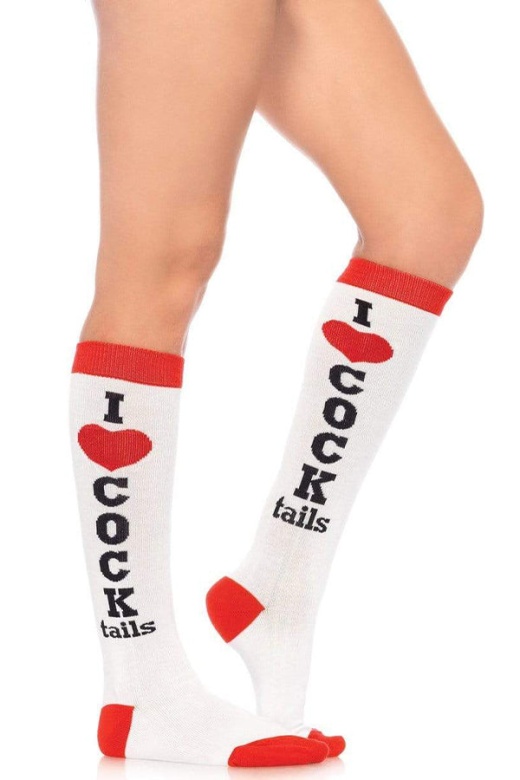 Cocktails Knee Socks - One Size / White/Red