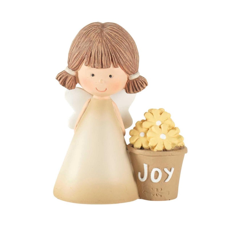 Angel Figurine Joy With Flowers Resin