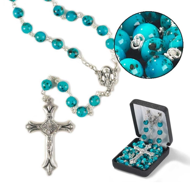Rosary Blue Faux Marble 7Mm