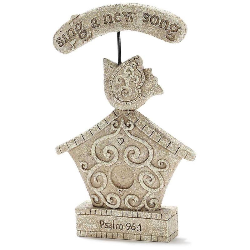 A New Song Birdhouse Stone Look Figurine