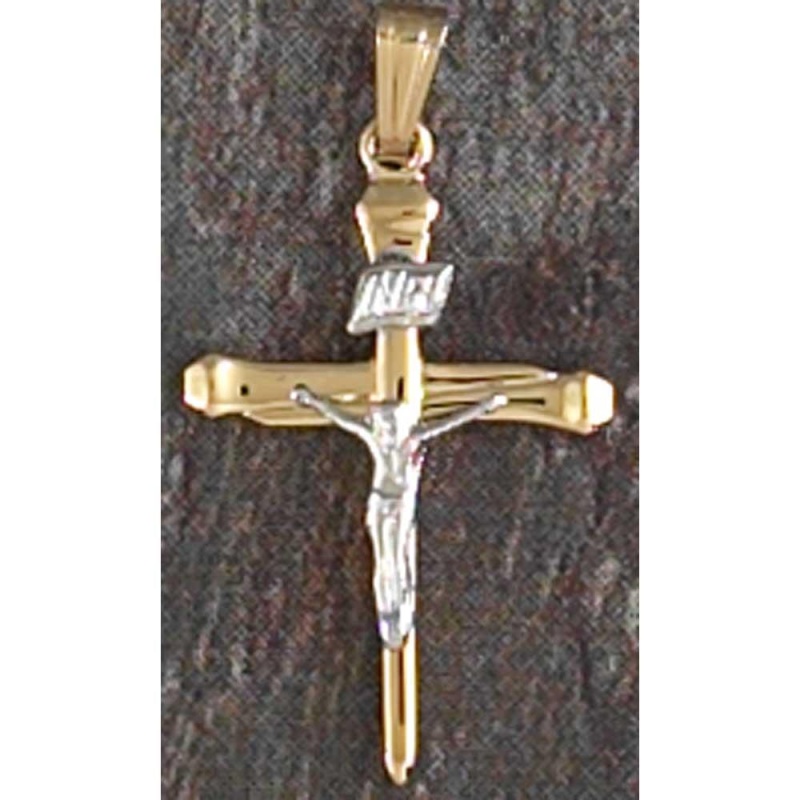 Necklace Crucifix 2Tone Nail Cross