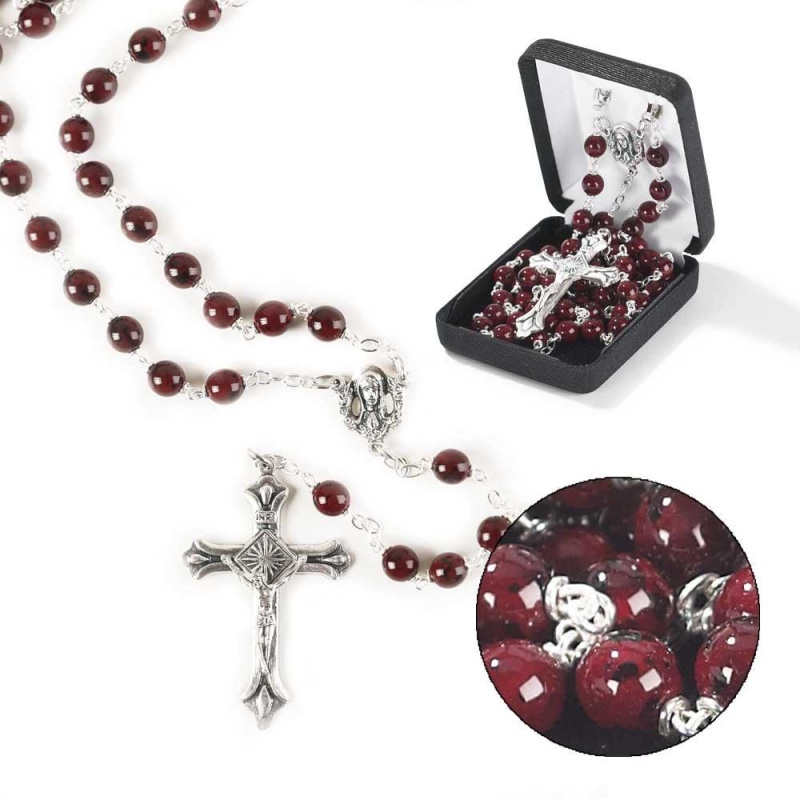 Rosary Ruby Faux Marble 7Mm