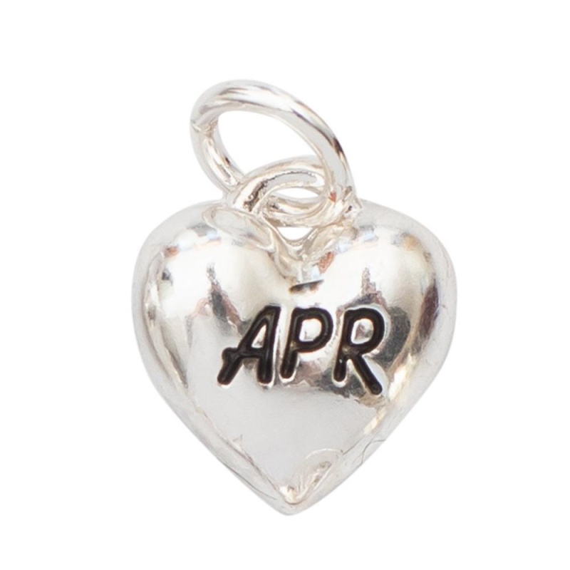 April Charm Silver Heart