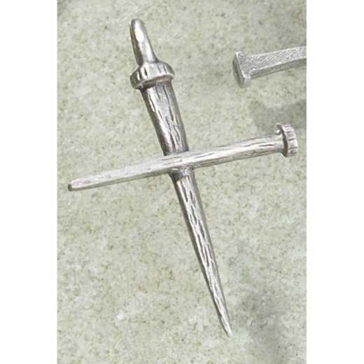 Nk Nail Cross Pwtr 1.5 X 1 On 18" Chn - Pewter Nail Cross Necklace