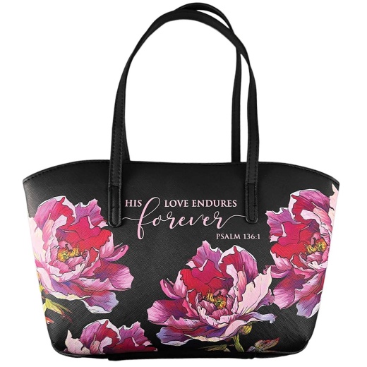 Psalm 136:1 -Floral Wedge Black-XL Bible Cover