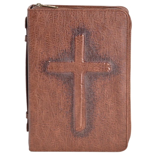 Vintage Cross Brown Large Bible Cover