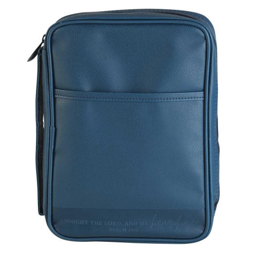 Bible Cover I Sought The Lord Navy Large Print