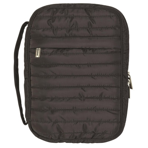 Bible Case Quilted Stripe Black Lge Prt