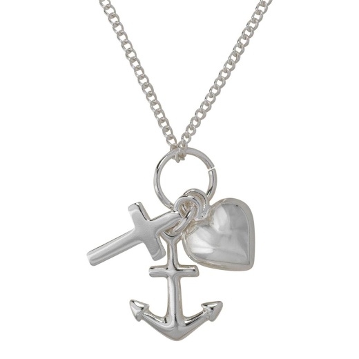 Nk Crs/Hrt/Anchor F/H/L Silplt 18"Chn Necklace
