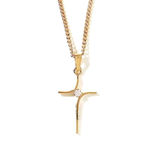 NK-GP Floating CRS 18"-STN-DBX: Elegant CZ Pendant Necklace for Women