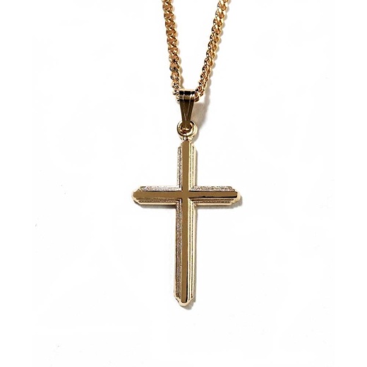 Necklace Gold Plated Cross 18In Chain