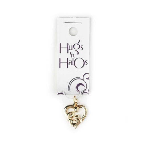 Hugger-Gp Mother/Child Hrt-Cd - Gold Plated Mother and Child Heart Hugger
