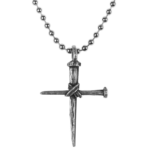 Nk Med Nail Crs/Wire Pwt 1.25" 21" Chn Necklace