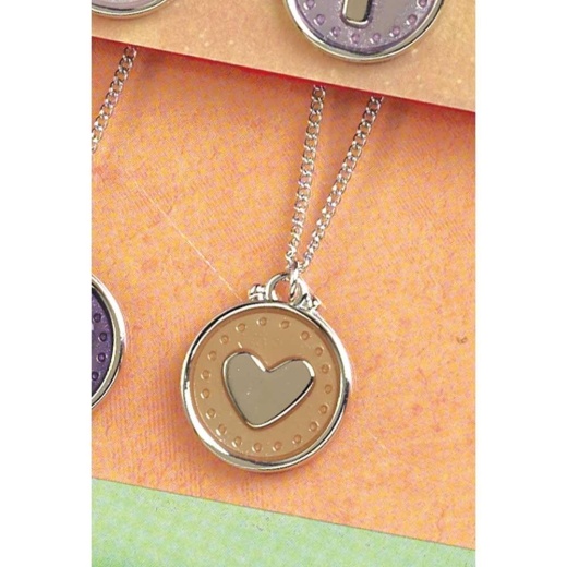 Nk-Sp Round/Hrt Topz Epoxy-18" Silver Plated Oval Pendant with Topaz Epoxy Heart