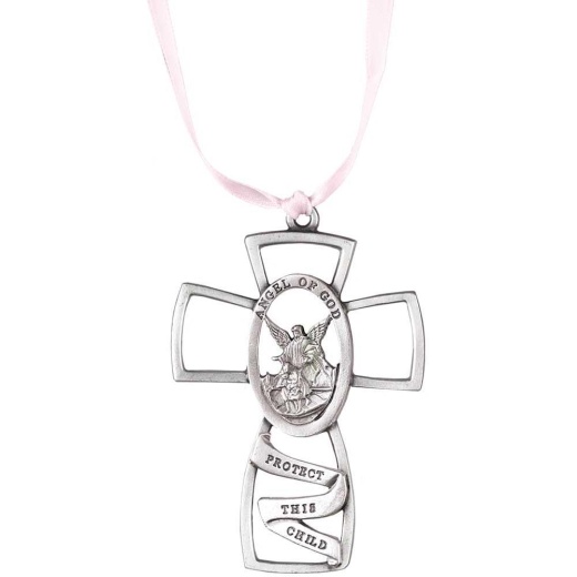 Girl Angel Cradle Medallion - Protect This Child Pendant
