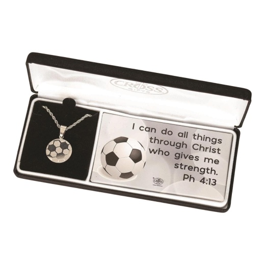 Nk-Soccer-Her-Stnls Stl 13/16"-18"Ch Stainless Steel Necklace for Girls