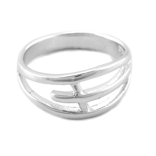 Rng-Sp Sideways C/O Crs Sz6 - Silver Plated Sideways Cutout Cross Ring