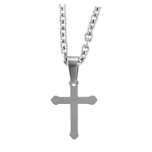Men's Stainless Steel Budded Cross Necklace