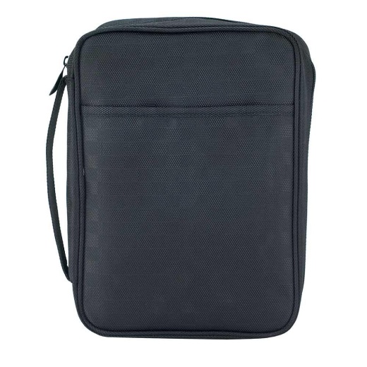 Bible Cover Black Jacquard Checker Lgprt