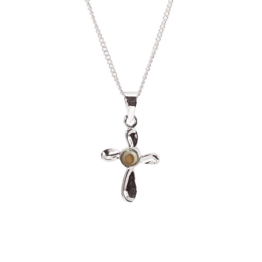 Nk-Must Sd Petal Crs Sil Plt 11/16"-18" Necklace