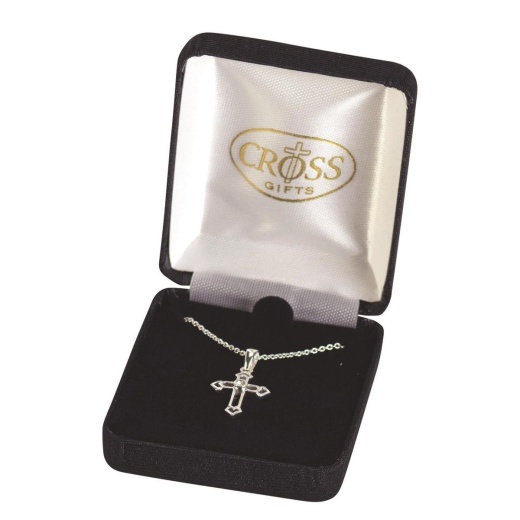 Silver Plated Open Bud Cross Necklace