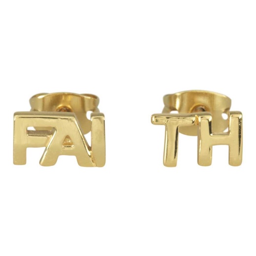 Ear-Faith Studs Gld Plt