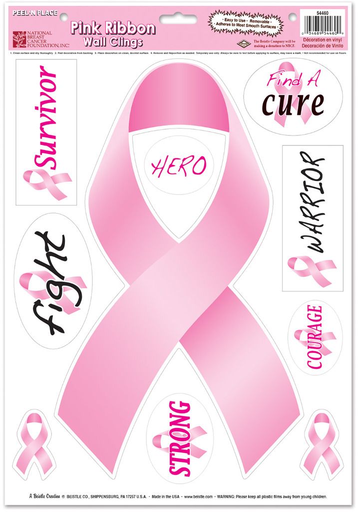 Pink Ribbon/Find A Cure Peel 'N Place