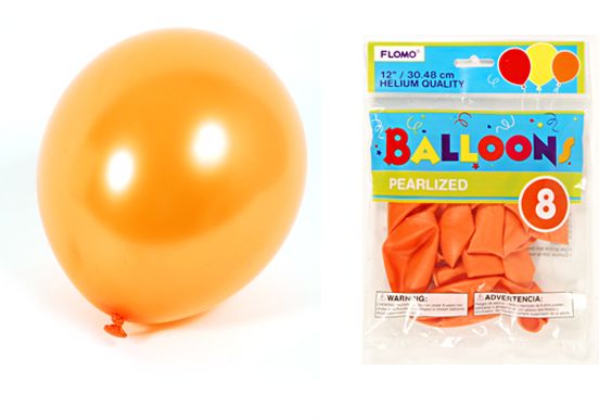 12" Pearlized Balloons - Orange