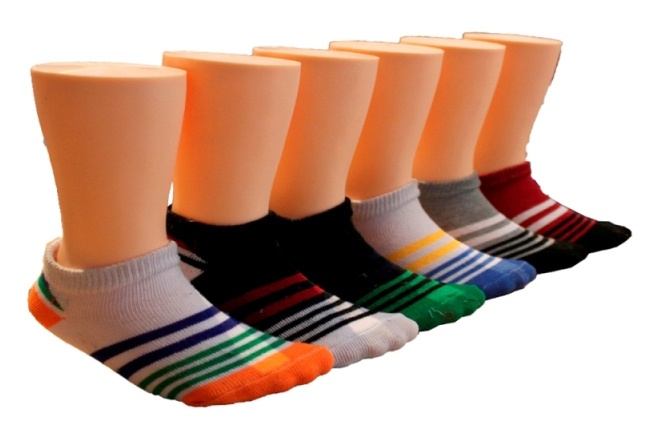 Children's Low Cut Socks - Striped Print - 3-Pack - Size 6-8