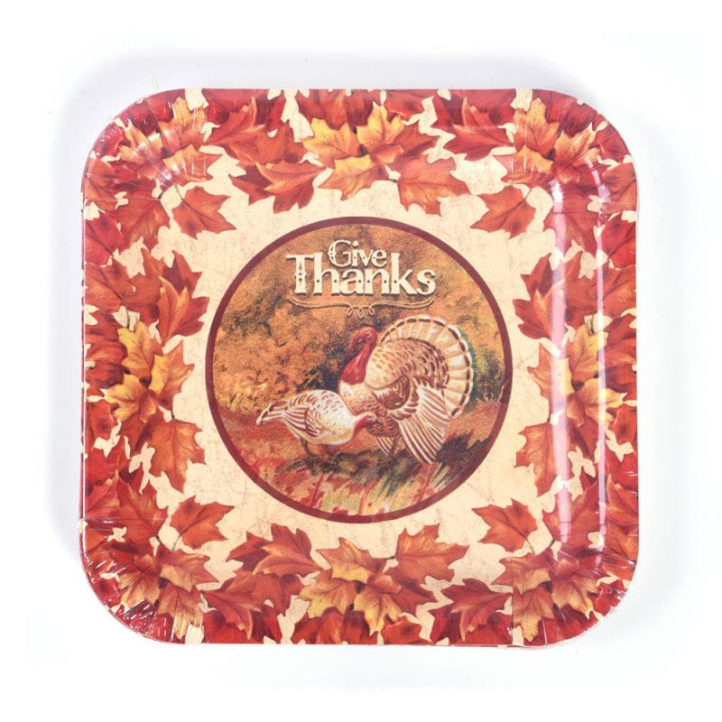 Thanksgiving Harvest Give Thanks Round Dinner Plates
