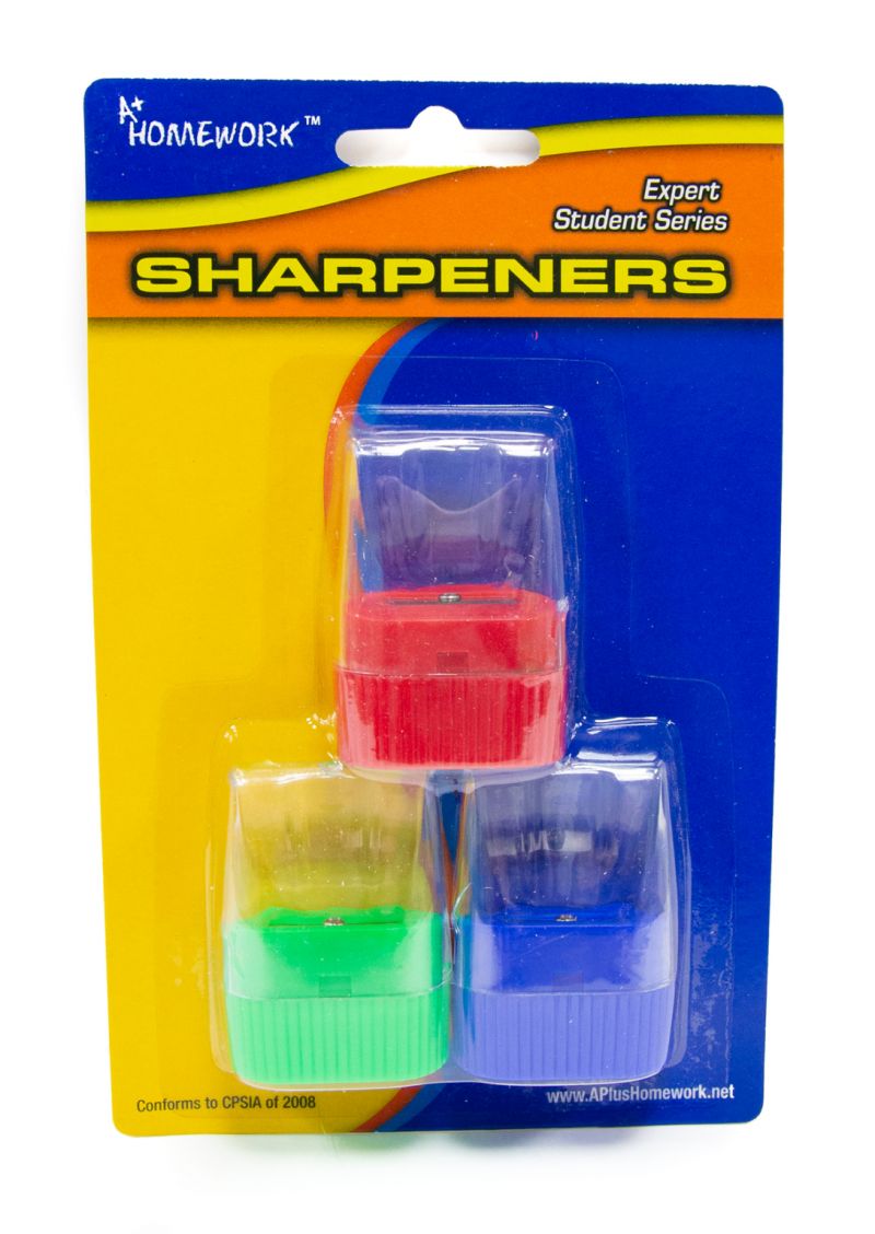 Pencil Sharpeners - 3 Count, Shavings Receptacle