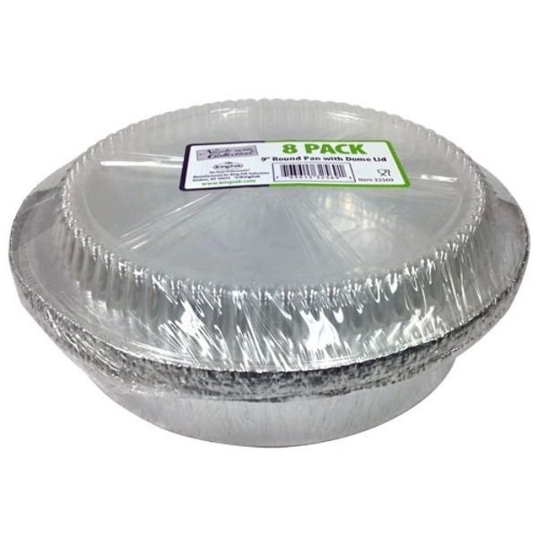 9" Aluminum Round Pan With Plastic Dome Lid 8-Packs - Nicole Home Collection