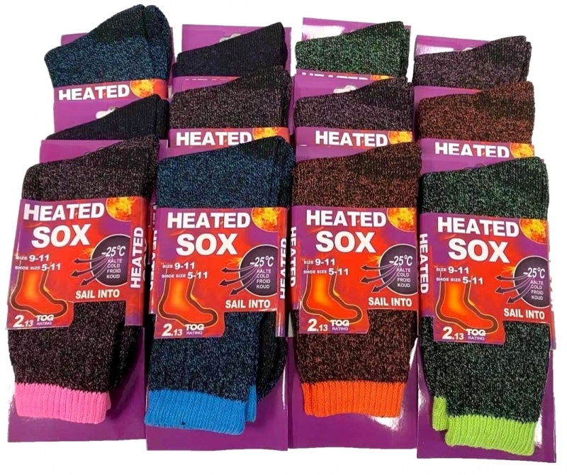 Women's Heated Thermal Socks - Assorted, Size 9-11, -25°c