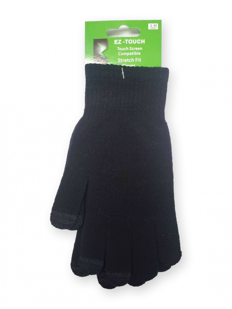 Adult Touch-Screen Magic Knit Gloves - Black, S-m