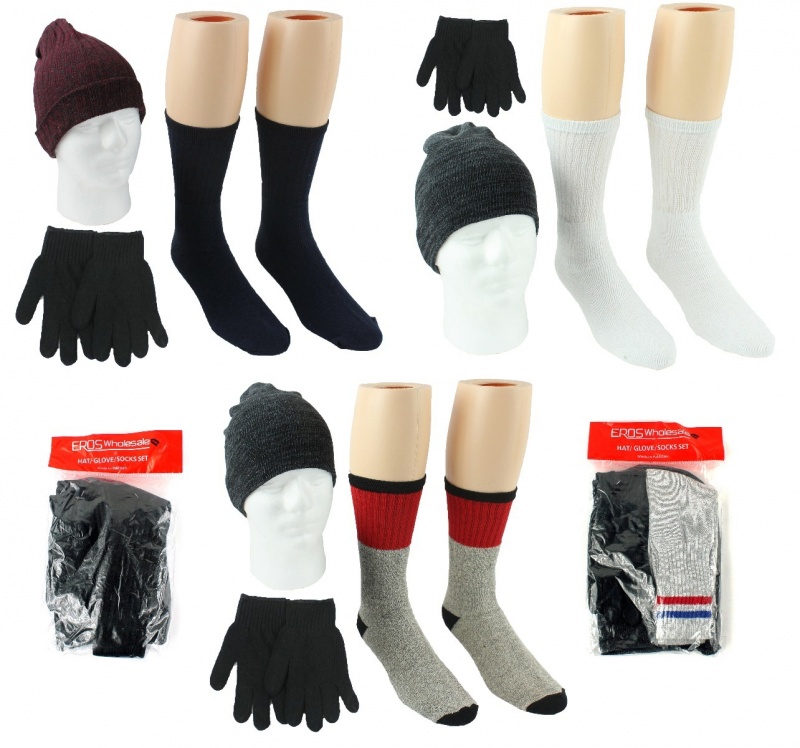 Adult Winter Hat, Gloves Socks Sets - Assorted Colors