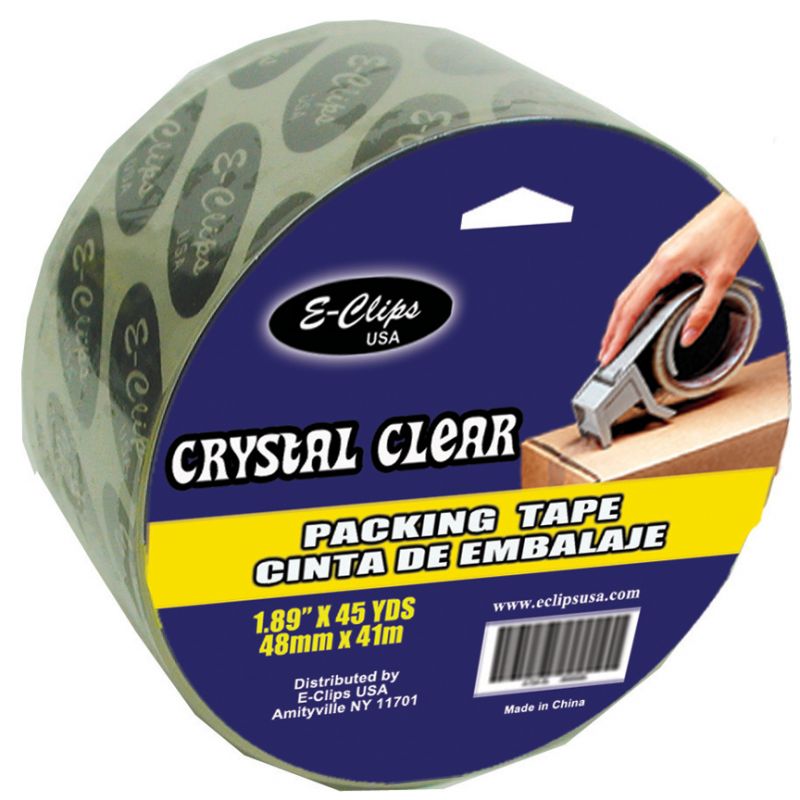 Packing Tape, Crystal Clear. 1.89"X45 Yds