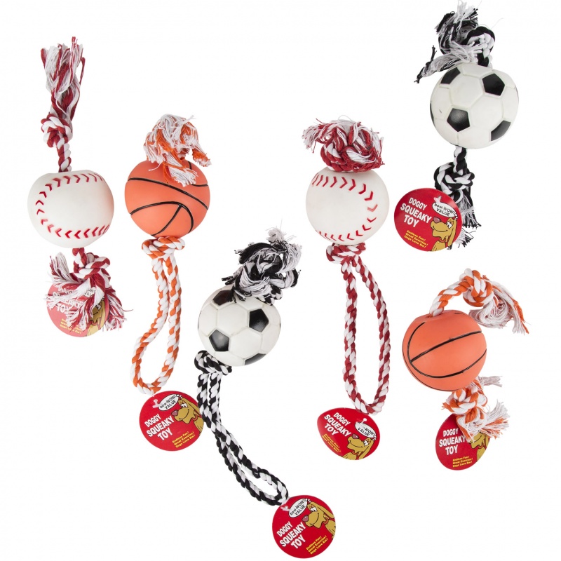 Sport Ball Rope Dog Toys - Assorted Styles
