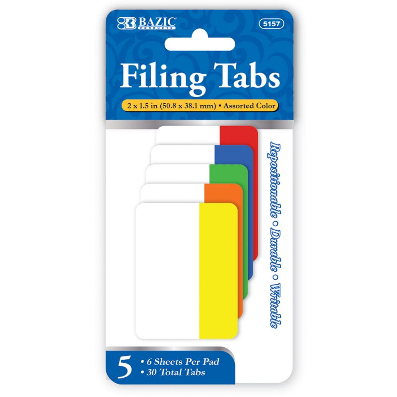 Filing Tabs - 5 Colors, 6 Sheets Per Color