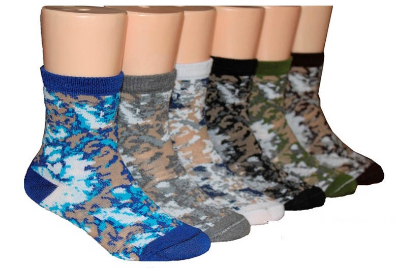 Toddler's Crew Socks - Camoflauge Tie Dye - 3-Pack - Size 2-4